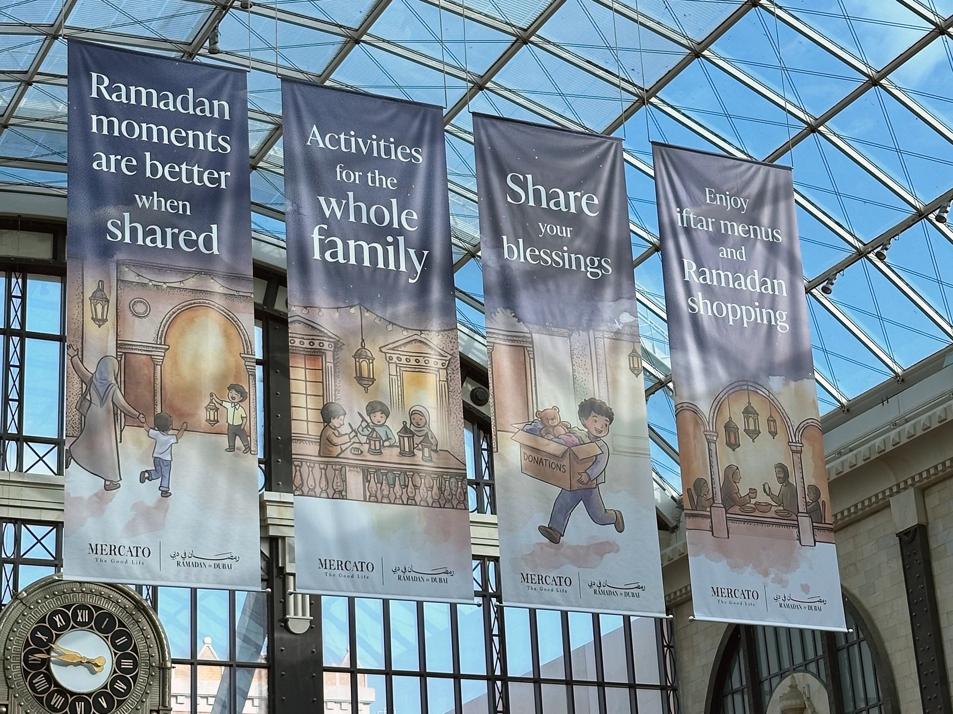 A slogan displayed at Mercato Mall in Dubai